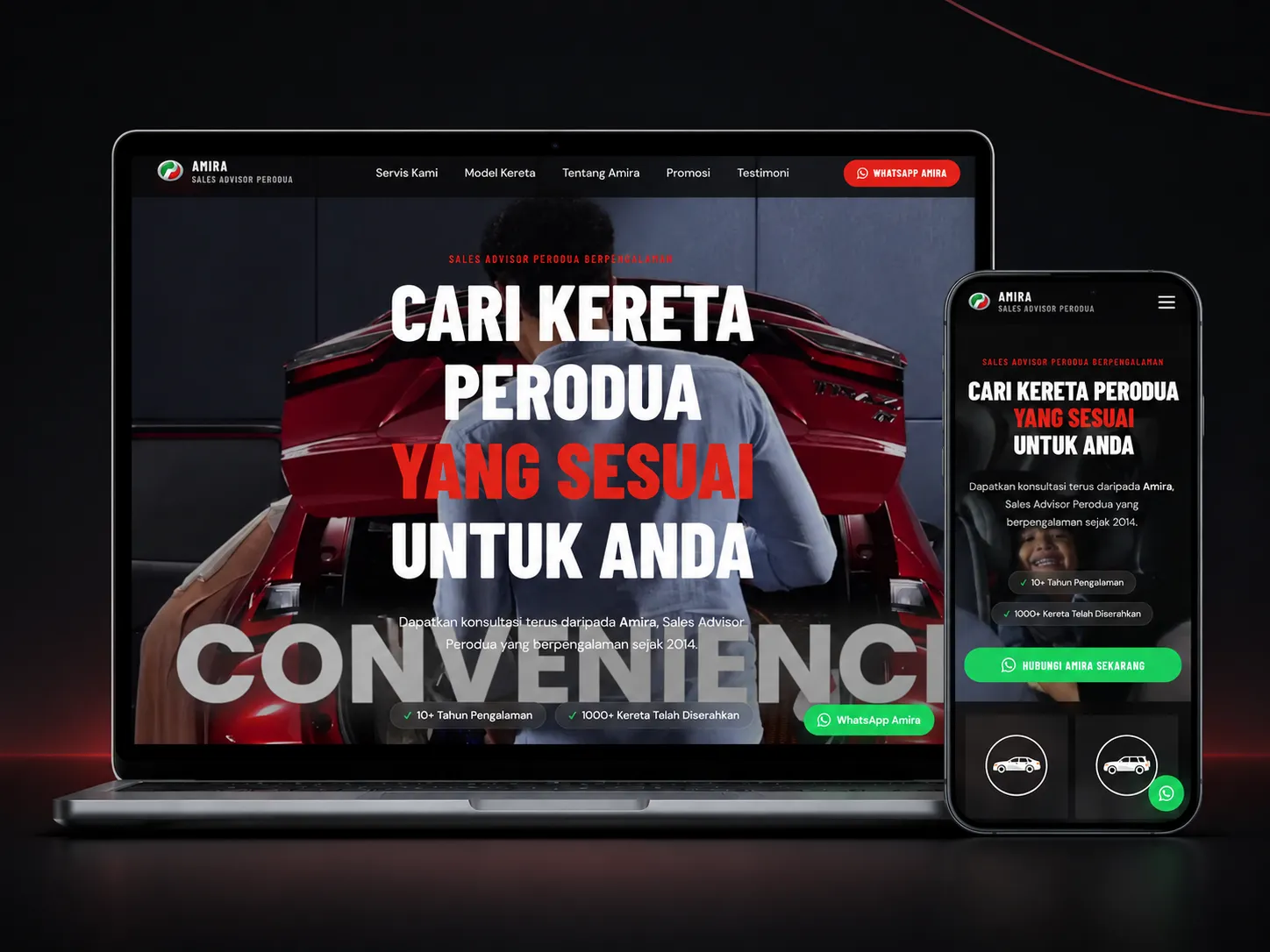 Perodua Amira landing page