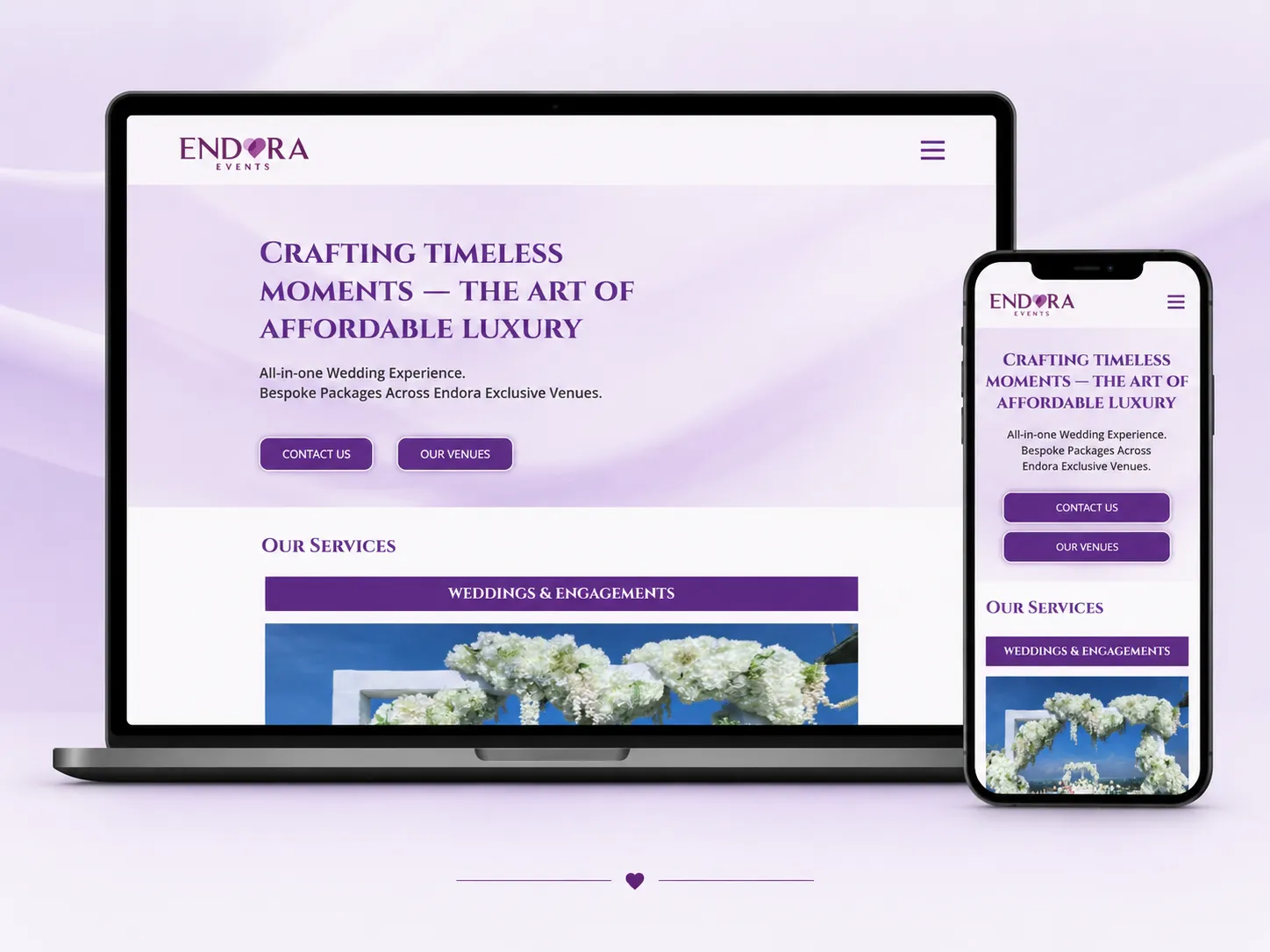 Endora Events landing page