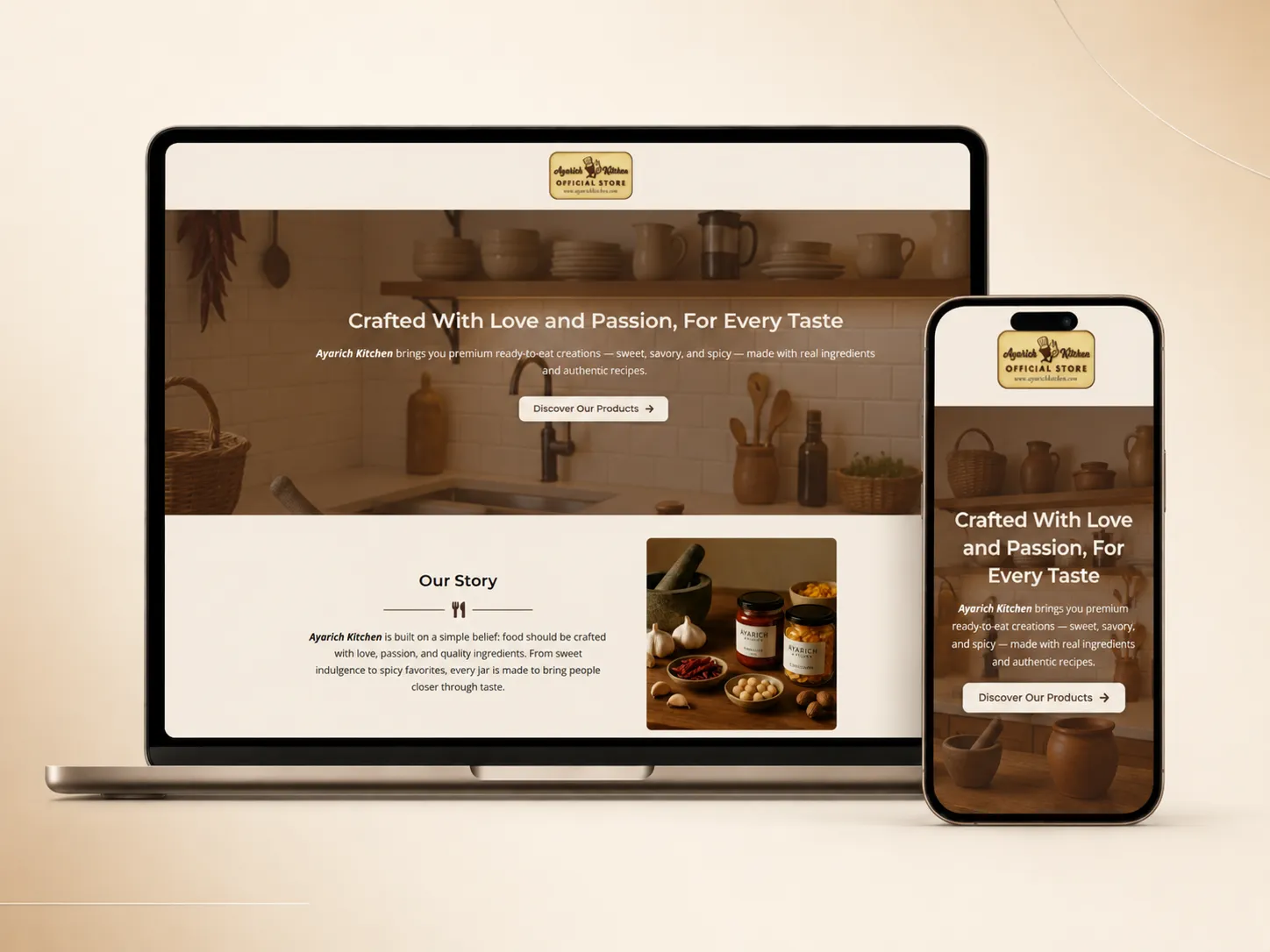 Ayari's Kitchen landing page