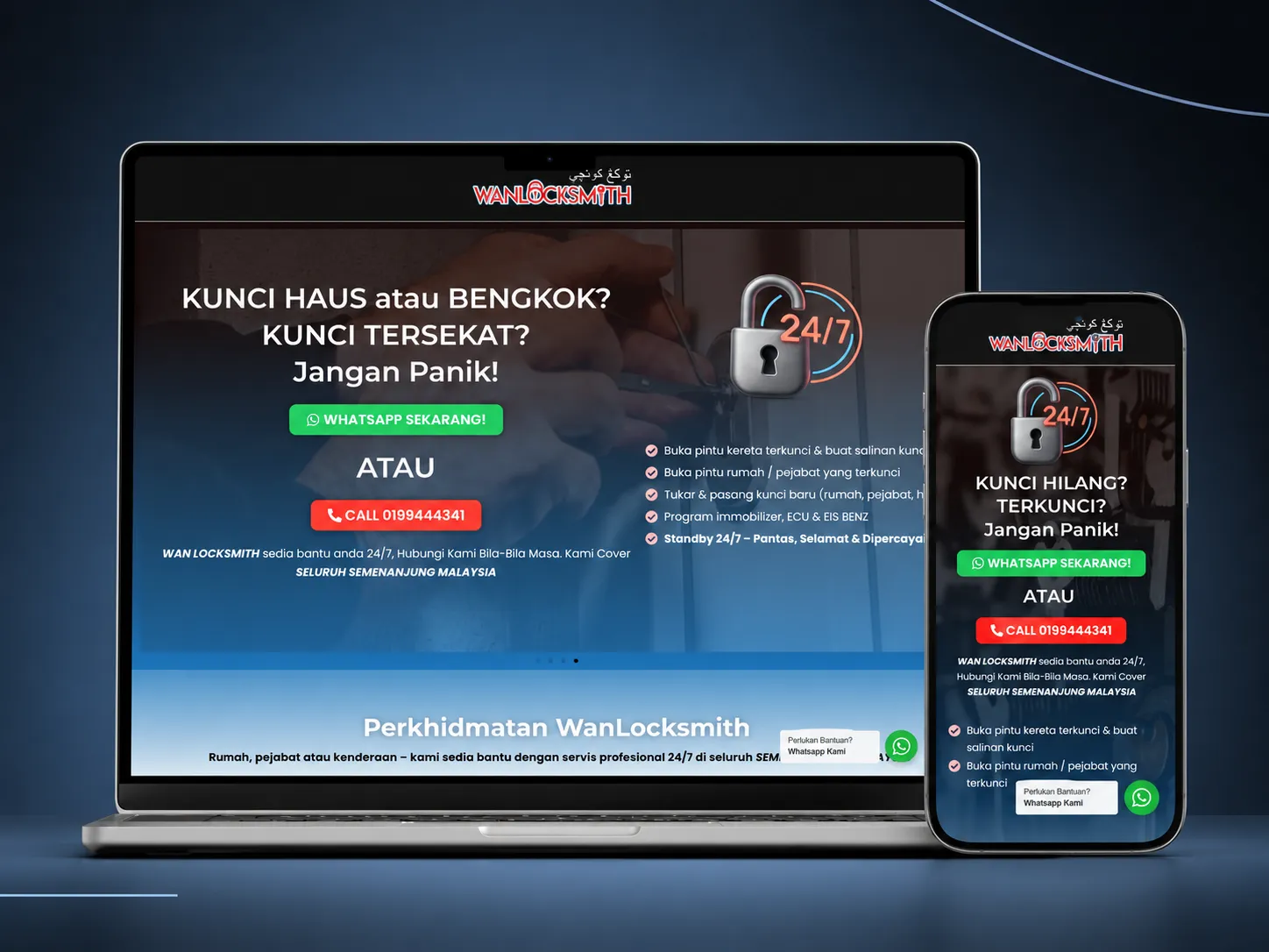 Wan Locksmith landing page